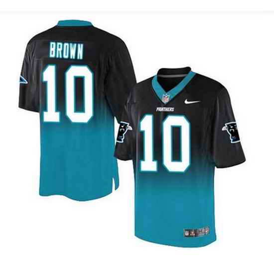 Nike Carolina Panthers #10 Corey Brown BlackBlue Mens Stitched NFL Elite Fadeaway Fashion Jersey